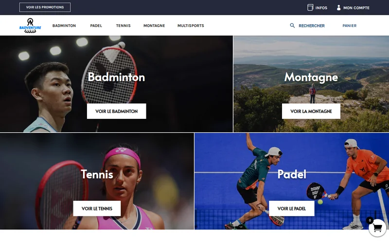 Badventure, équipement badminton, montagne et multisports