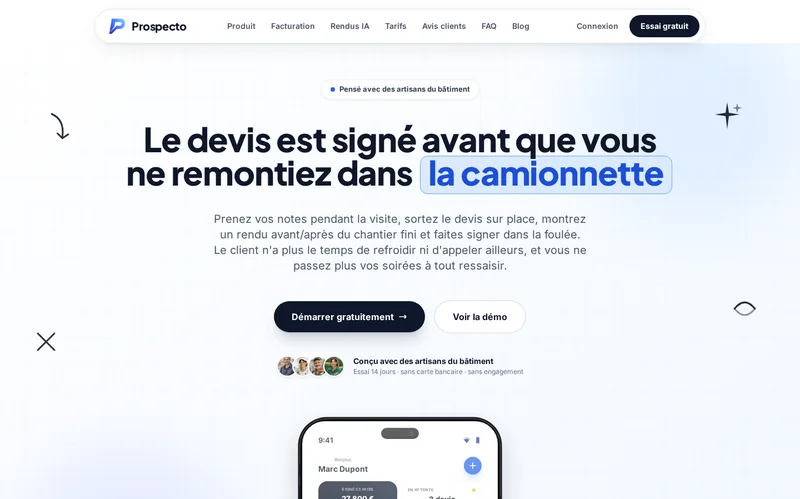 Prospecto, logiciel de devis pour artisans